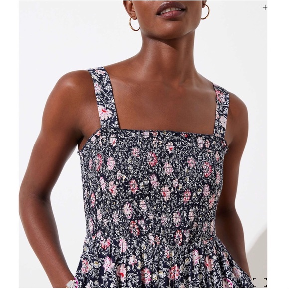 LOFT Floral Smocked Jumpsuit - Picture 3 of 5